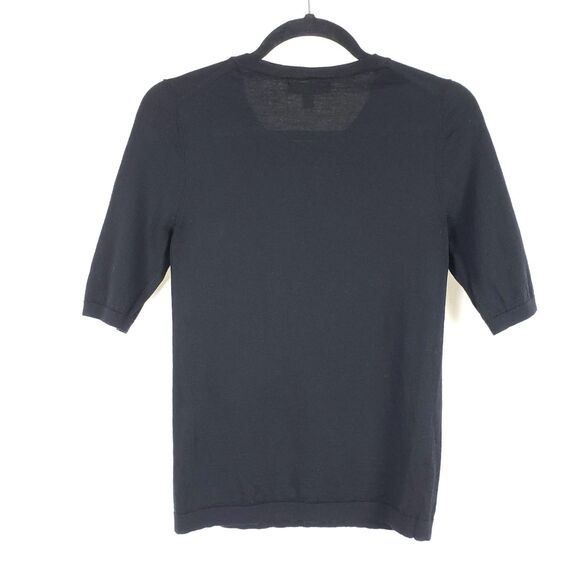 Banana Republic Merino Wool Sweater Womens M Black Half Sleeves Minimalist - Picture 6 of 10